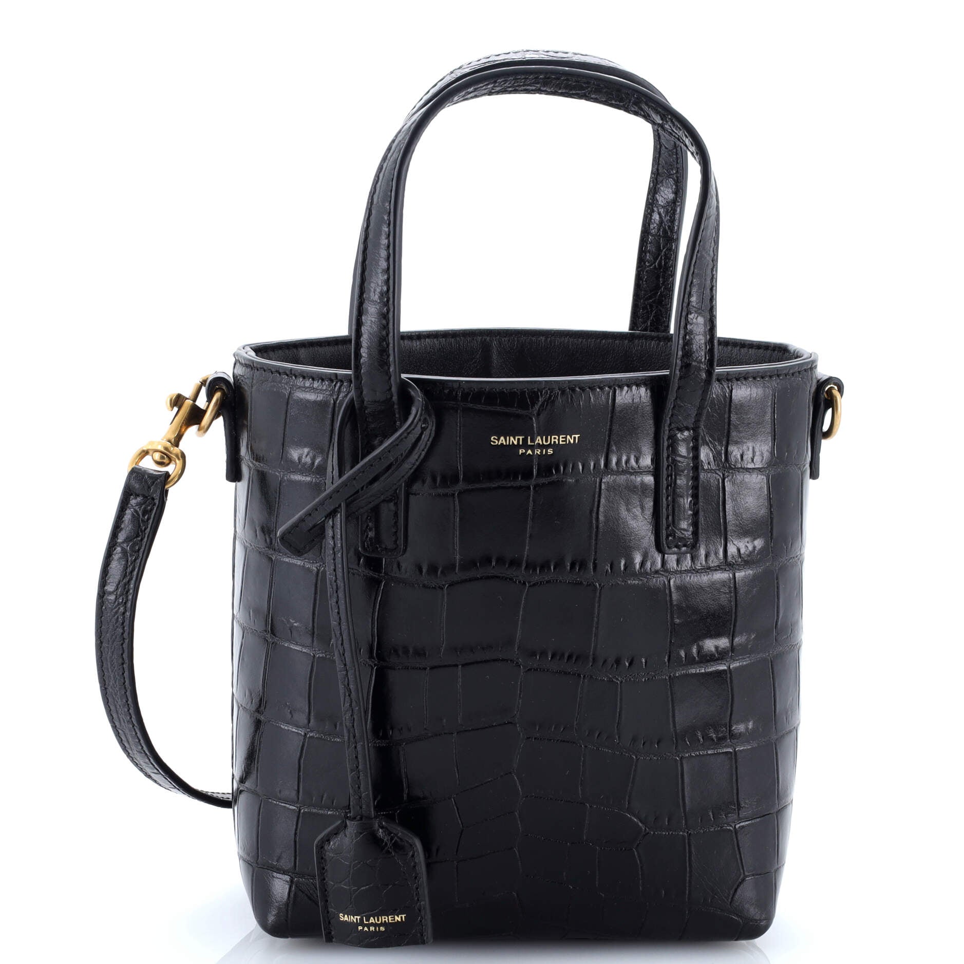 Shopper Tote Crocodile Embossed Leather Mini Toy