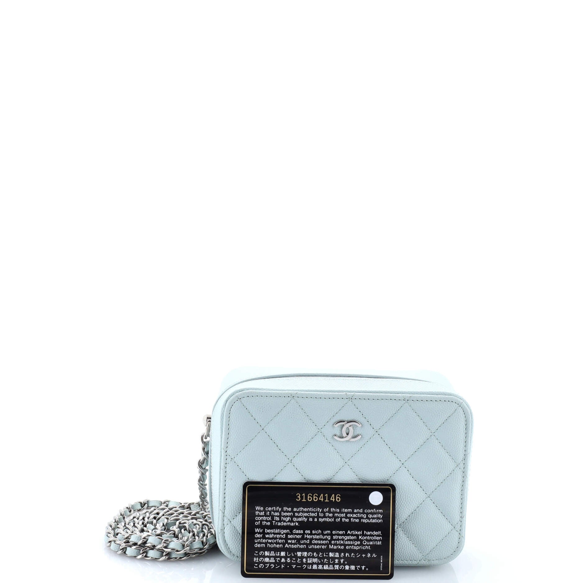 Zip Around Vanity Case with Chain Quilted Caviar Mini