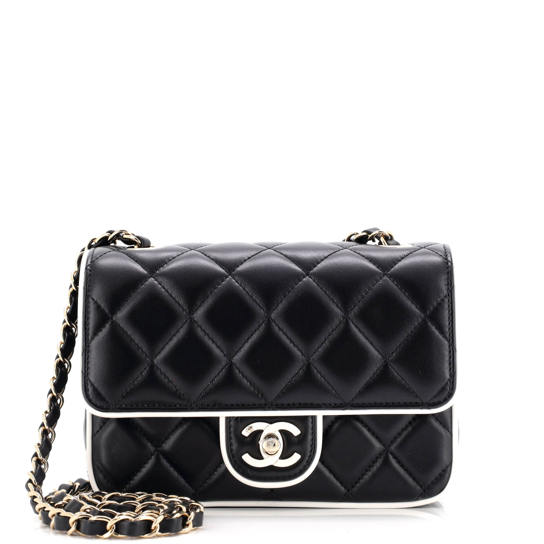 Enamel CC Bicolor Flap Bag Quilted Lambskin Mini