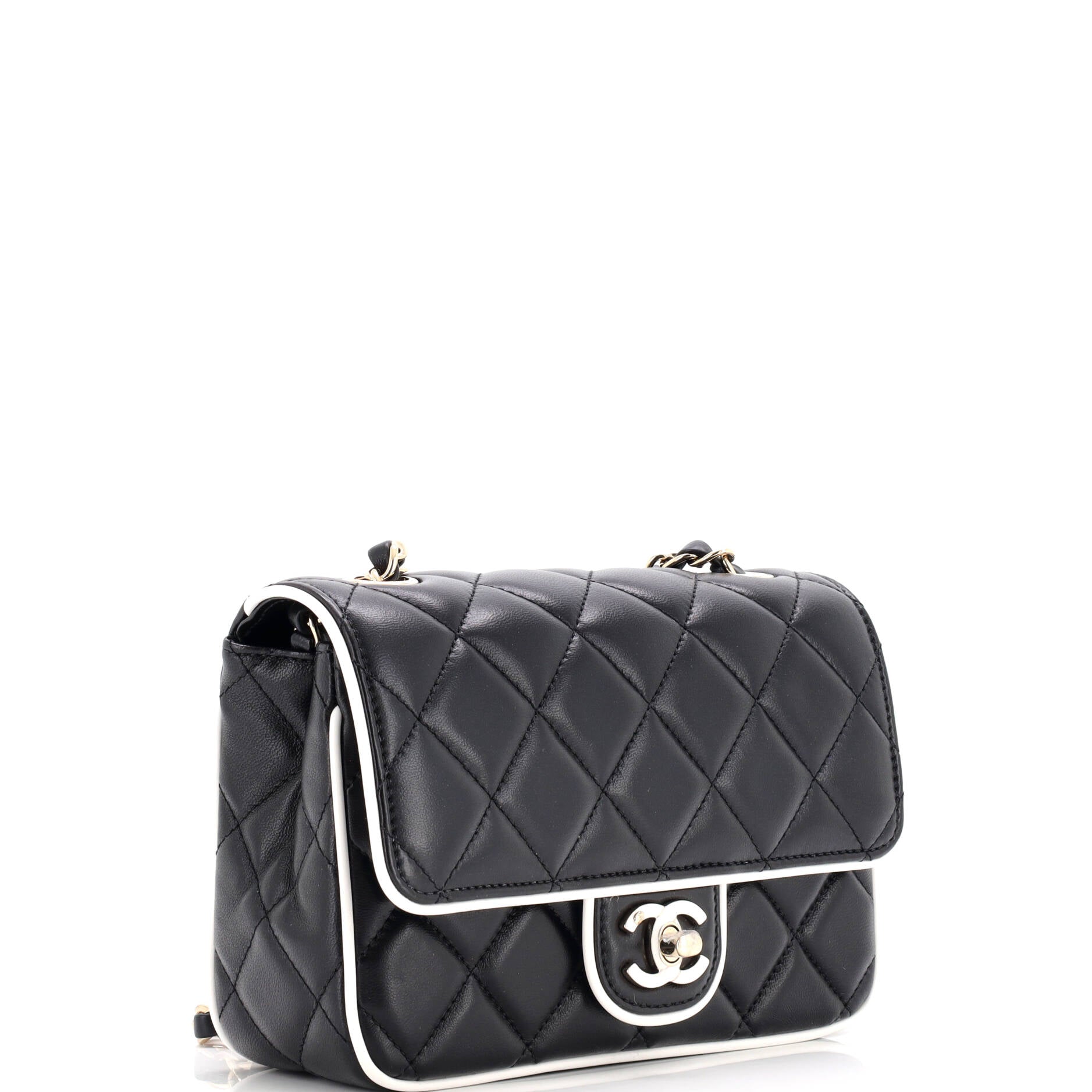 Enamel CC Bicolor Flap Bag Quilted Lambskin Mini