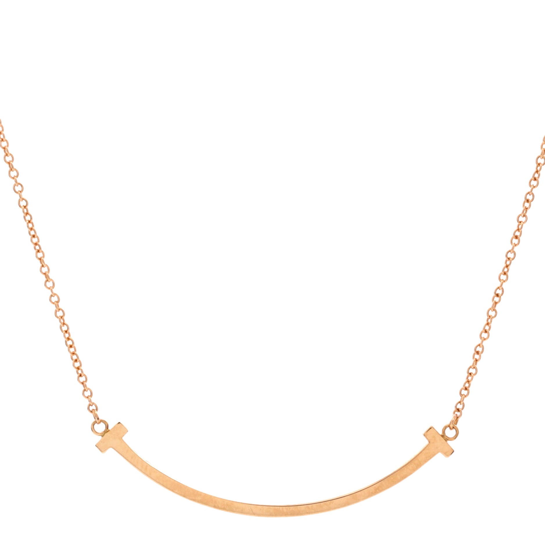 T Smile Pendant Necklace 18K Rose Gold Small