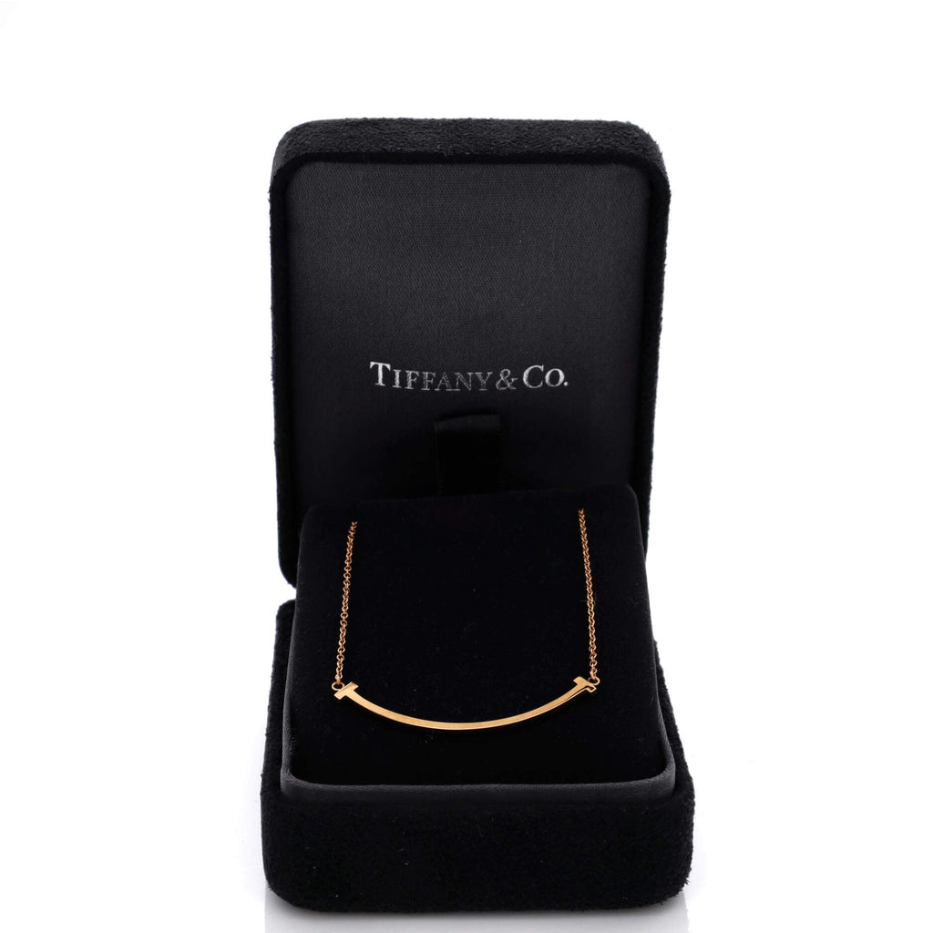 T Smile Pendant Necklace 18K Rose Gold Small