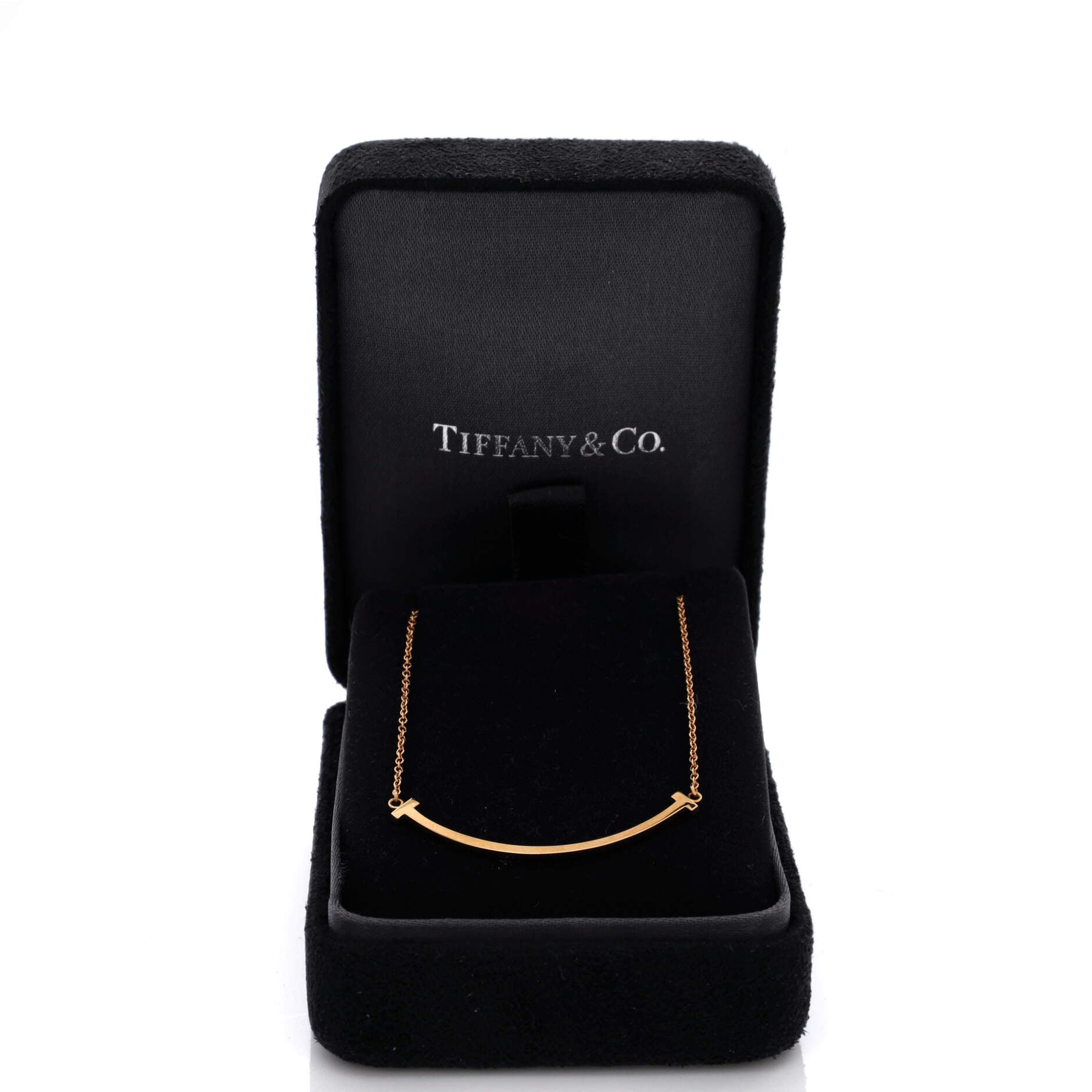 T Smile Pendant Necklace 18K Rose Gold Small