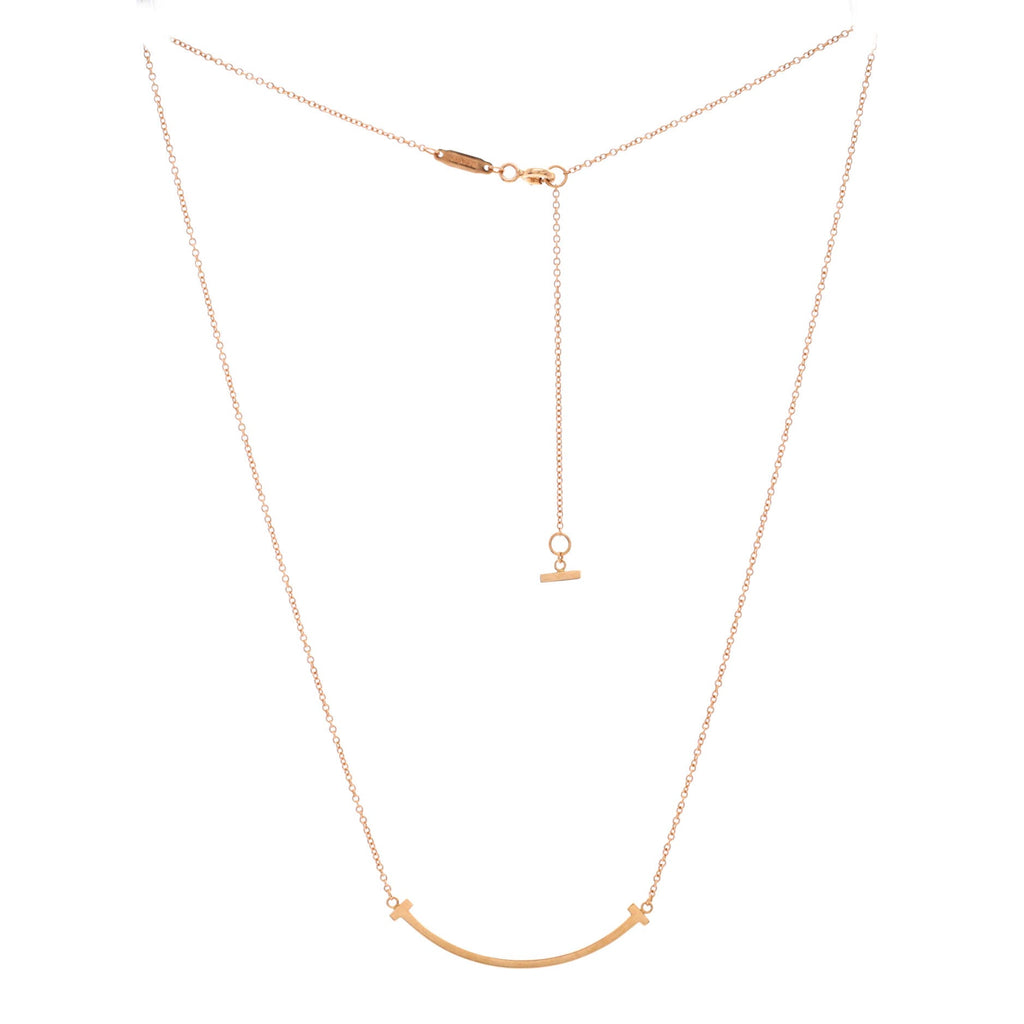 T Smile Pendant Necklace 18K Rose Gold Small