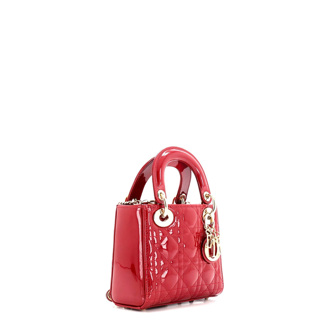Lady Dior Chain Bag Cannage Quilt Patent Mini