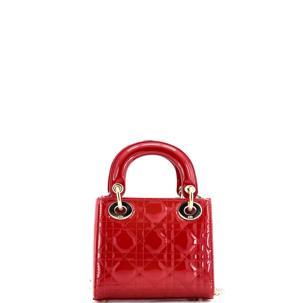 Lady Dior Chain Bag Cannage Quilt Patent Mini