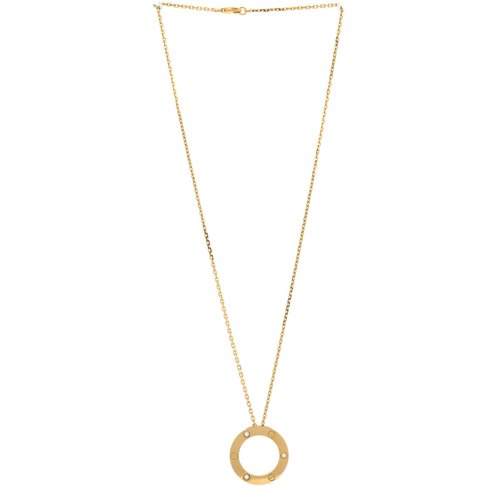 3 Diamonds Love Pendant Necklace 18K Yellow Gold and Diamonds