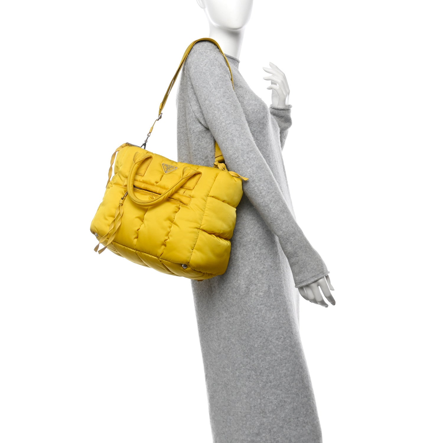 Tessuto Nylon Quilted Bomber Tote Giallo