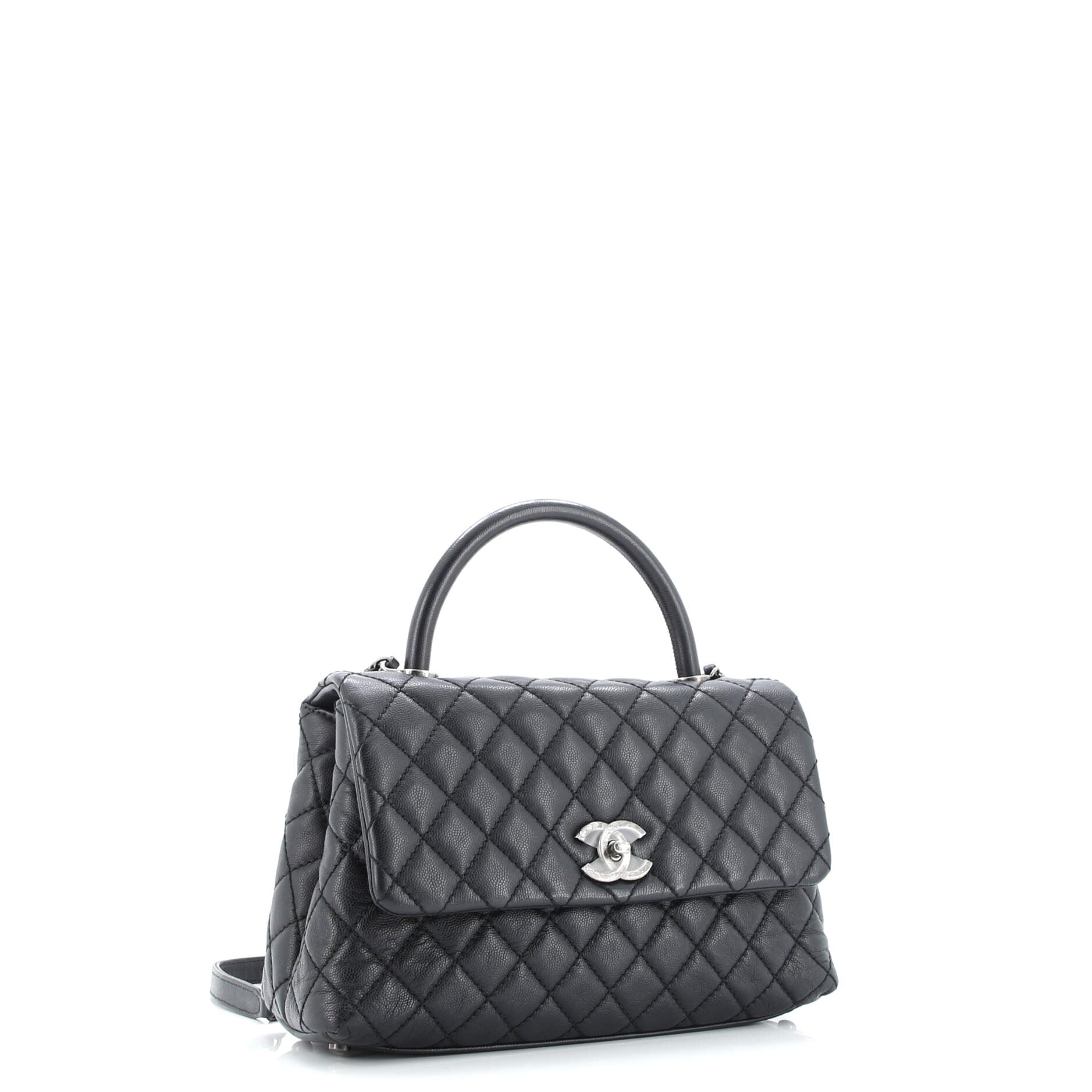 Coco Top Handle Bag Quilted Caviar Small