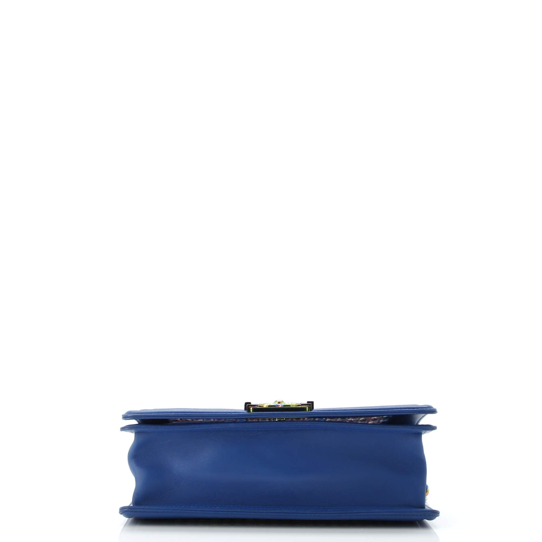 Boy Flap Bag Woven PVC with Lambskin Old Medium