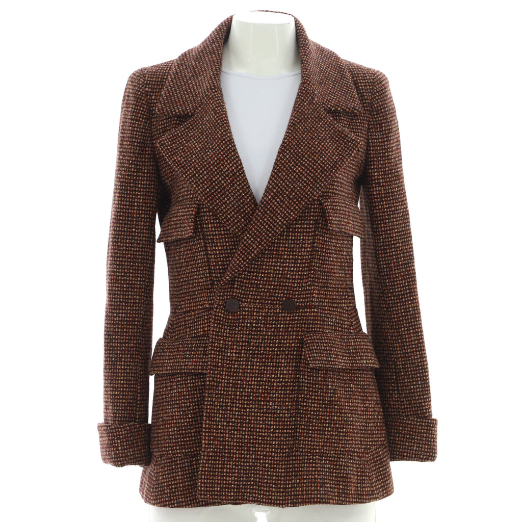 Women's Four Pocket Double Breasted Jacket Multicolor Wool Blend