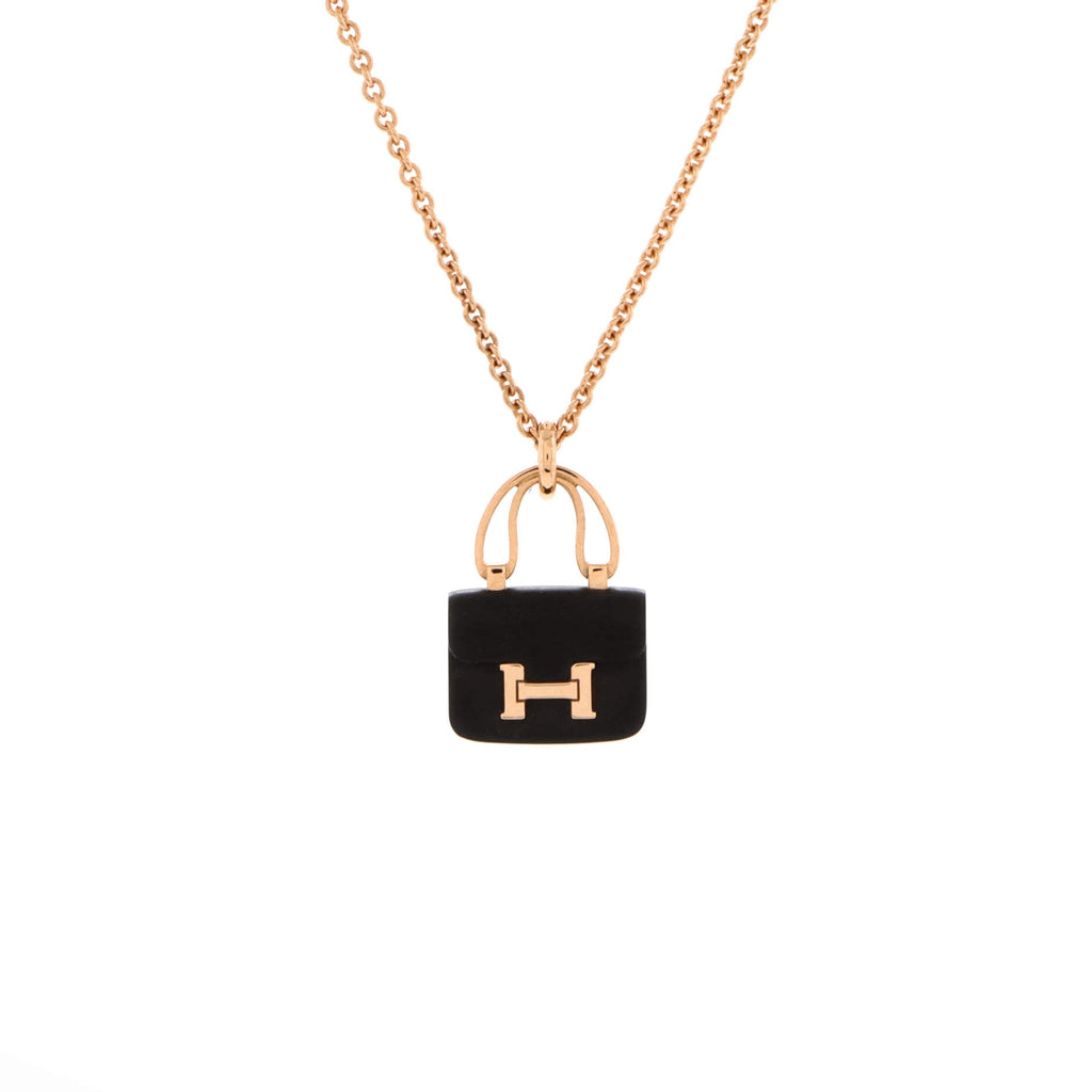 Amulettes Constance Pendant NM Necklace 18K Rose Gold with Black Jade