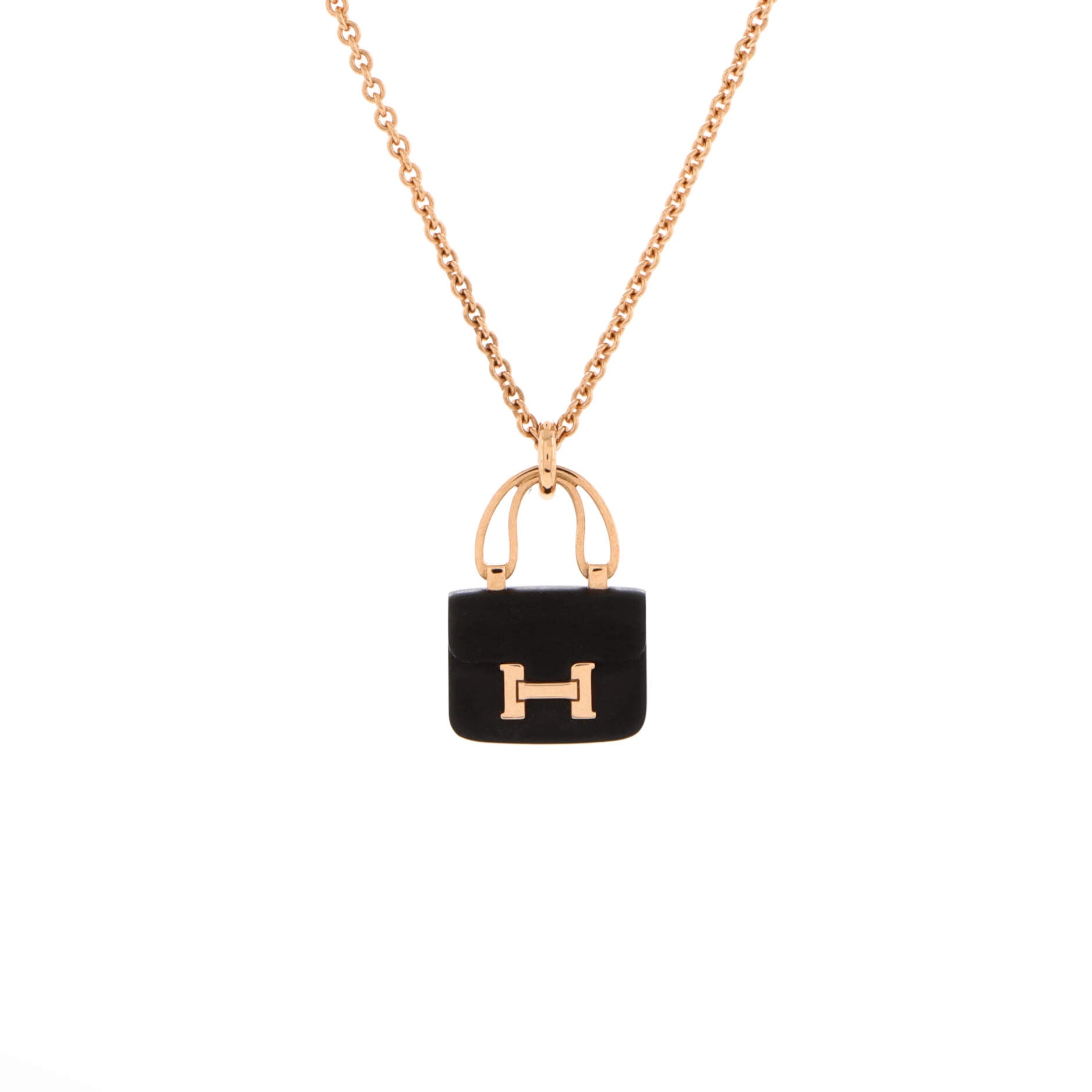 Amulettes Constance Pendant NM Necklace 18K Rose Gold with Black Jade