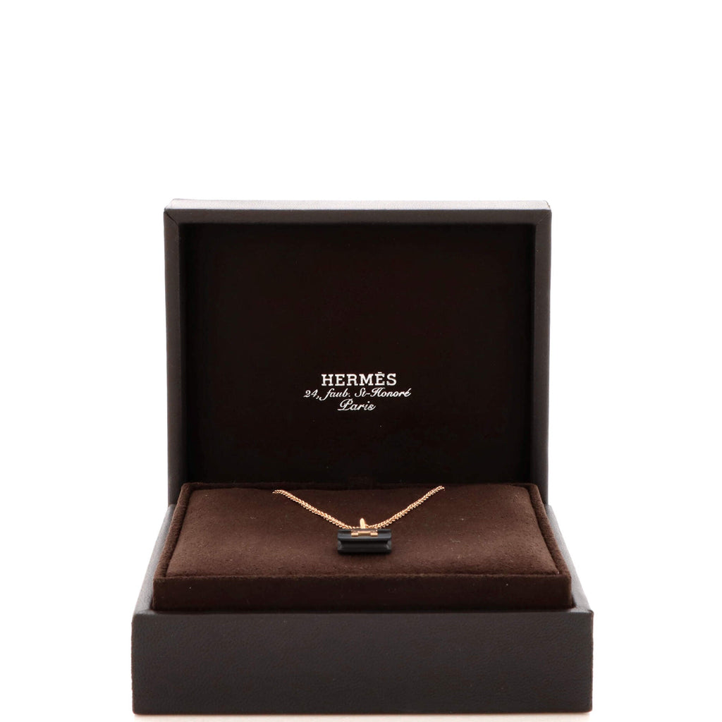 Amulettes Constance Pendant NM Necklace 18K Rose Gold with Black Jade