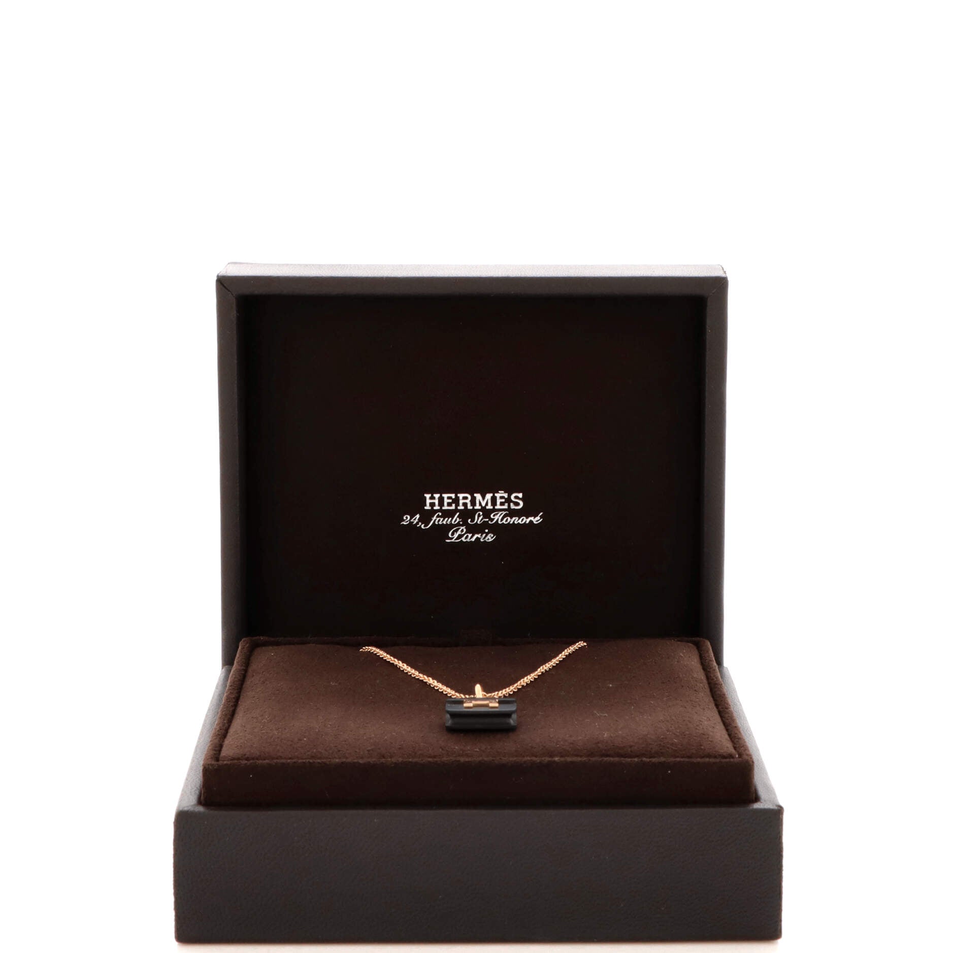 Amulettes Constance Pendant NM Necklace 18K Rose Gold with Black Jade