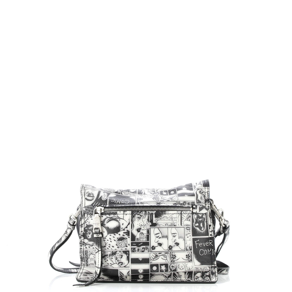 Etiquette Flap Bag Printed Leather Small