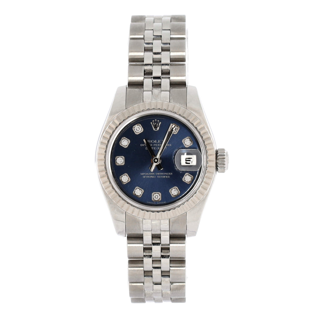 Oyster Perpetual Datejust Automatic Watch Stainless Steel and White Gold with Diamond Markers 26