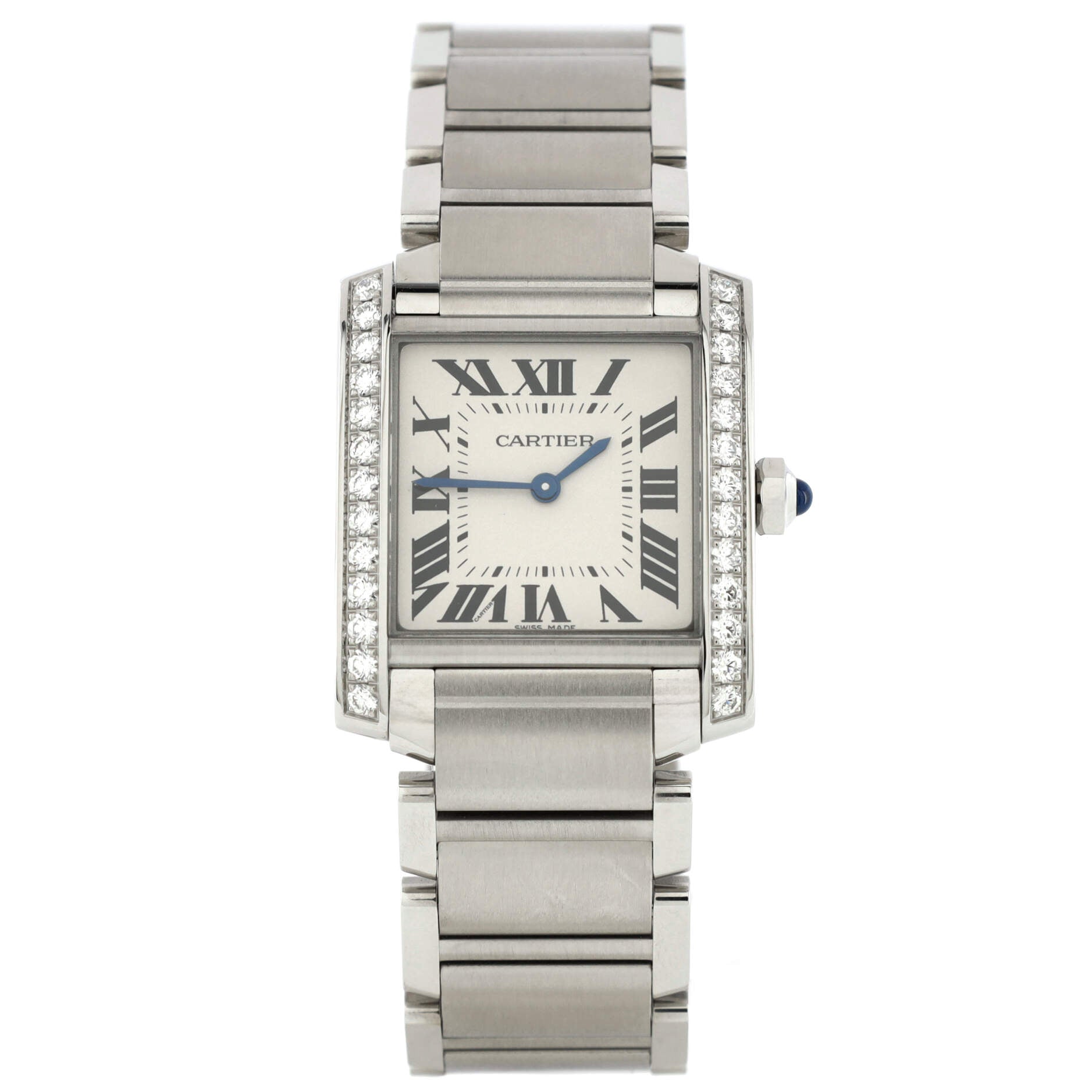Tank Francaise Quartz Watch Stainless Steel with Diamond Bezel 25