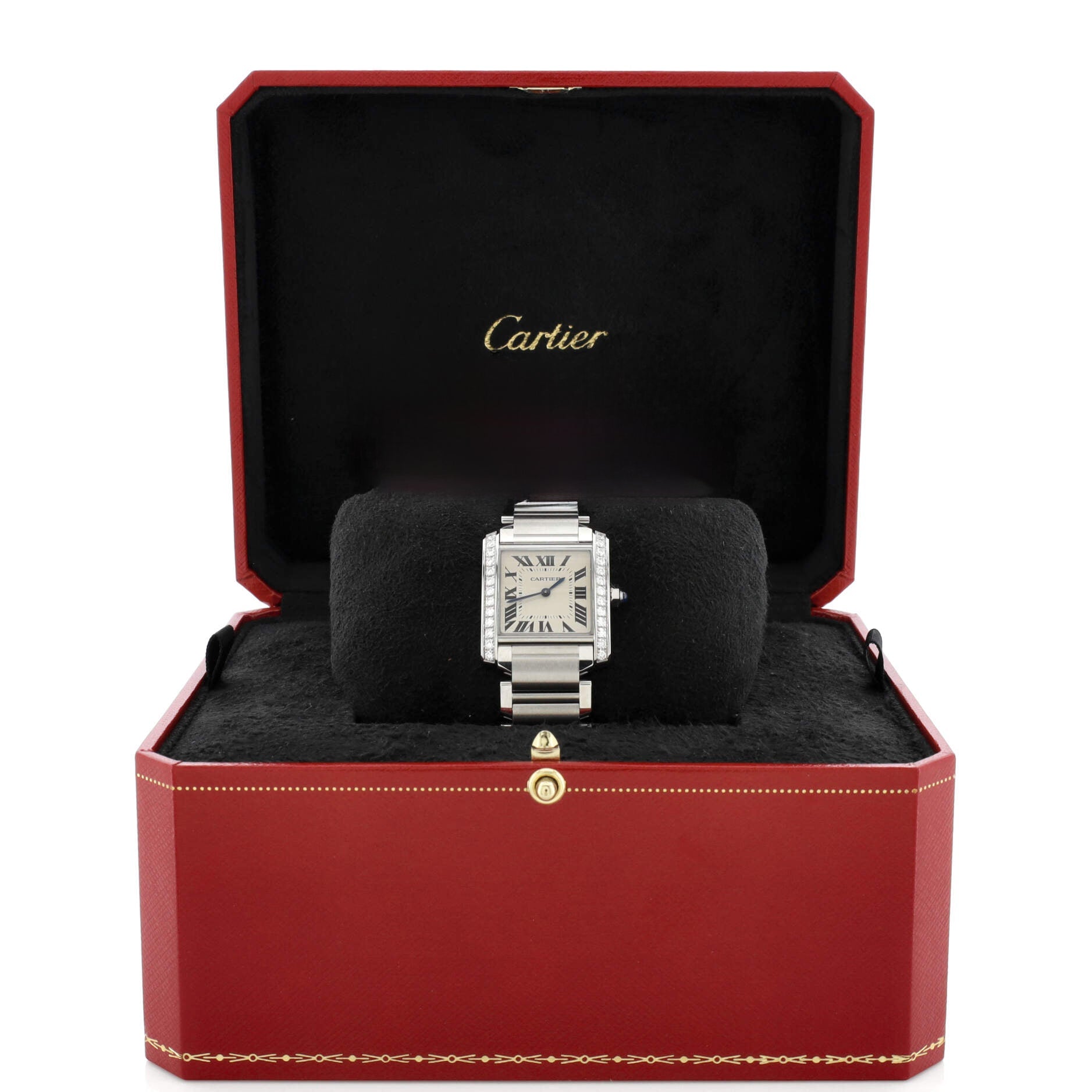 Tank Francaise Quartz Watch Stainless Steel with Diamond Bezel 25
