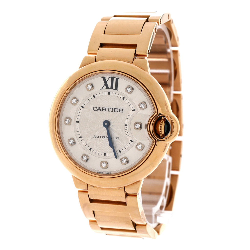 Ballon Bleu de Cartier Automatic Watch Rose Gold with Diamond Markers 36