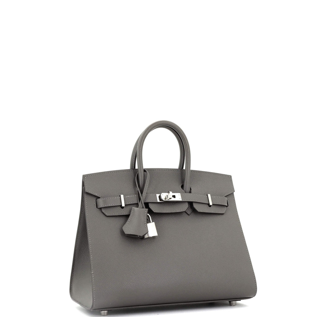 Birkin Sellier Bag Grey Epsom with Palladium Hardware 25