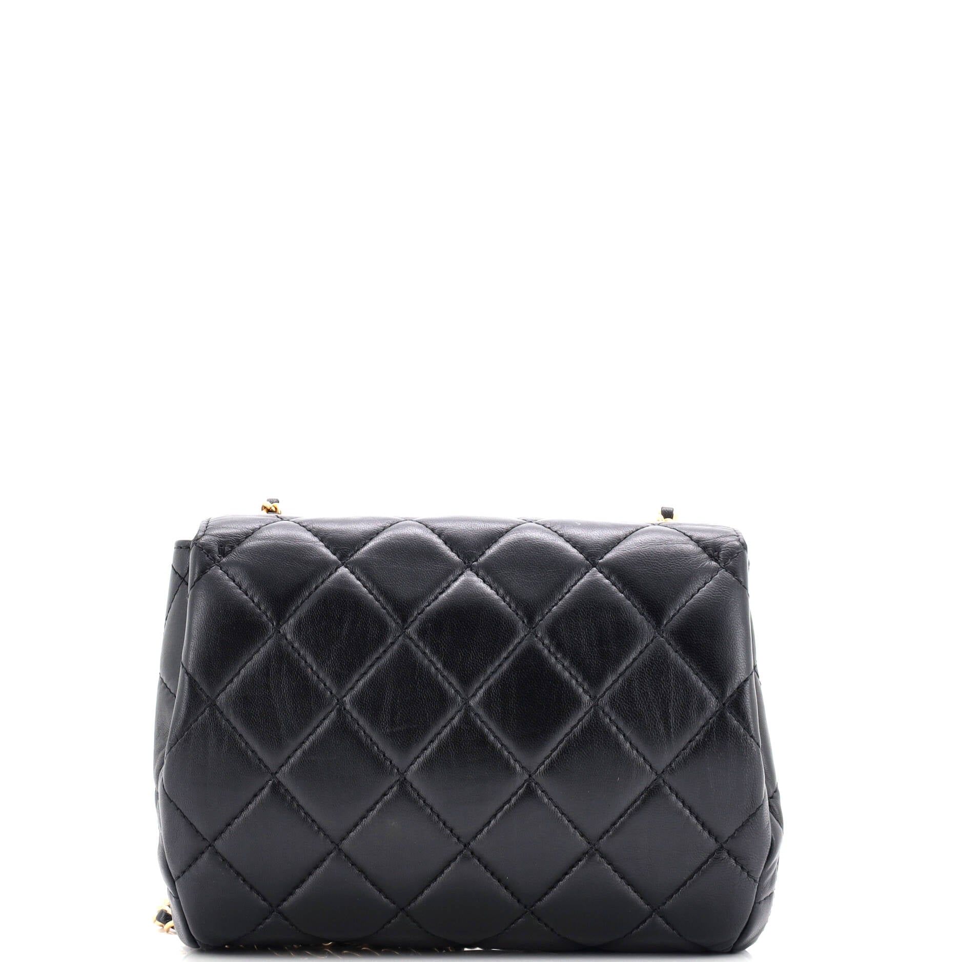 Chain Woven CC Square Accordion Flap Bag Quilted Lambskin Mini