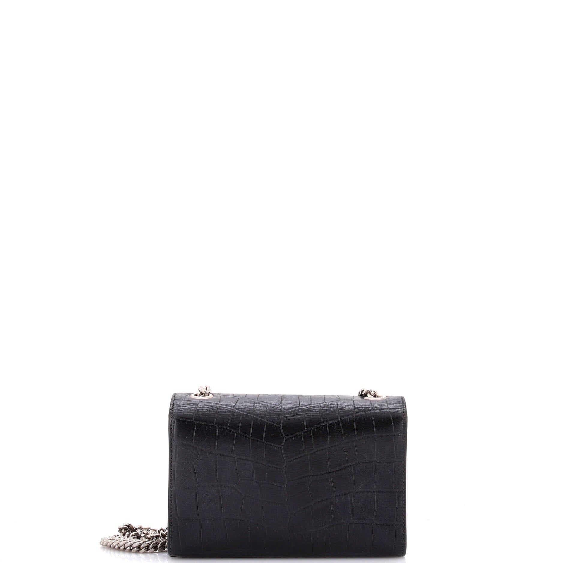 Classic Monogram Tassel Crossbody Bag Crocodile Embossed Leather Small