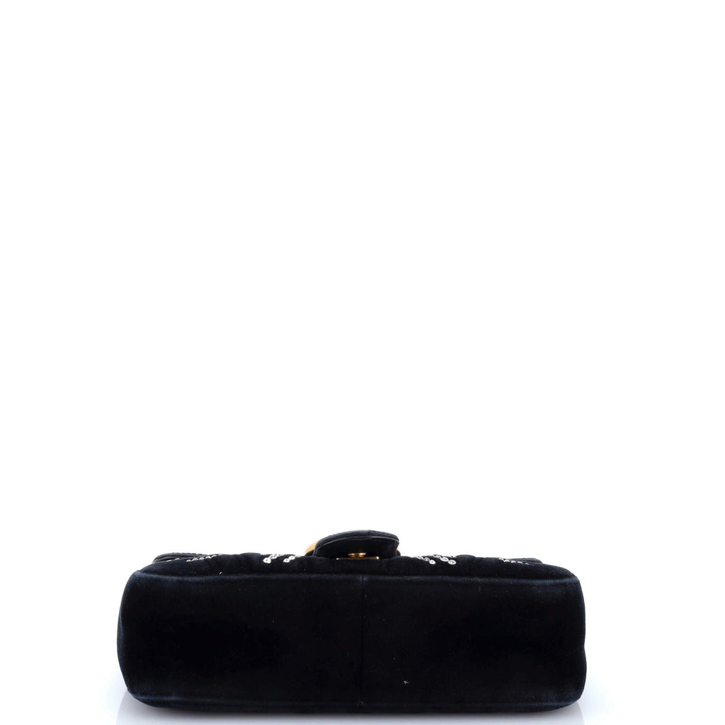 GG Marmont Flap Bag Crystal Embellished Matelasse Velvet Medium