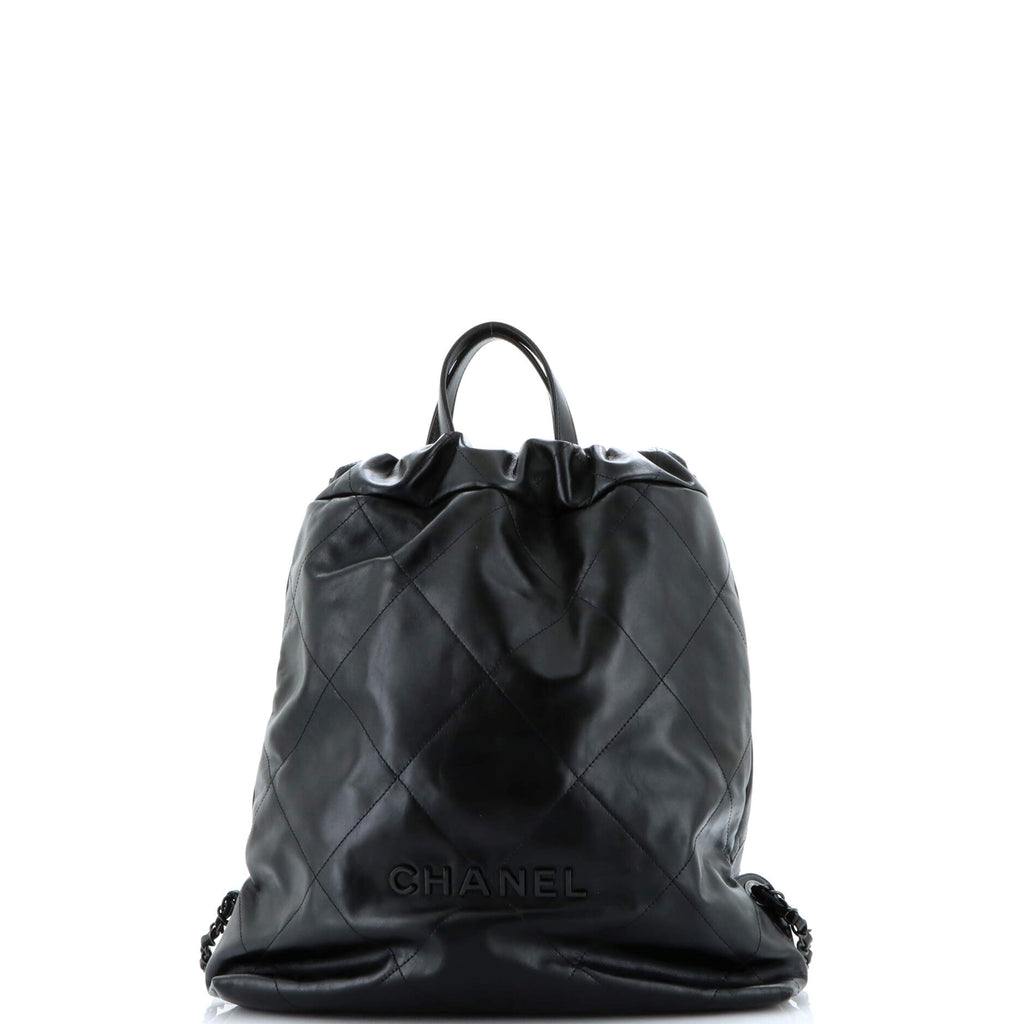 So Black 22 Chain Backpack Quilted Calfskin Large