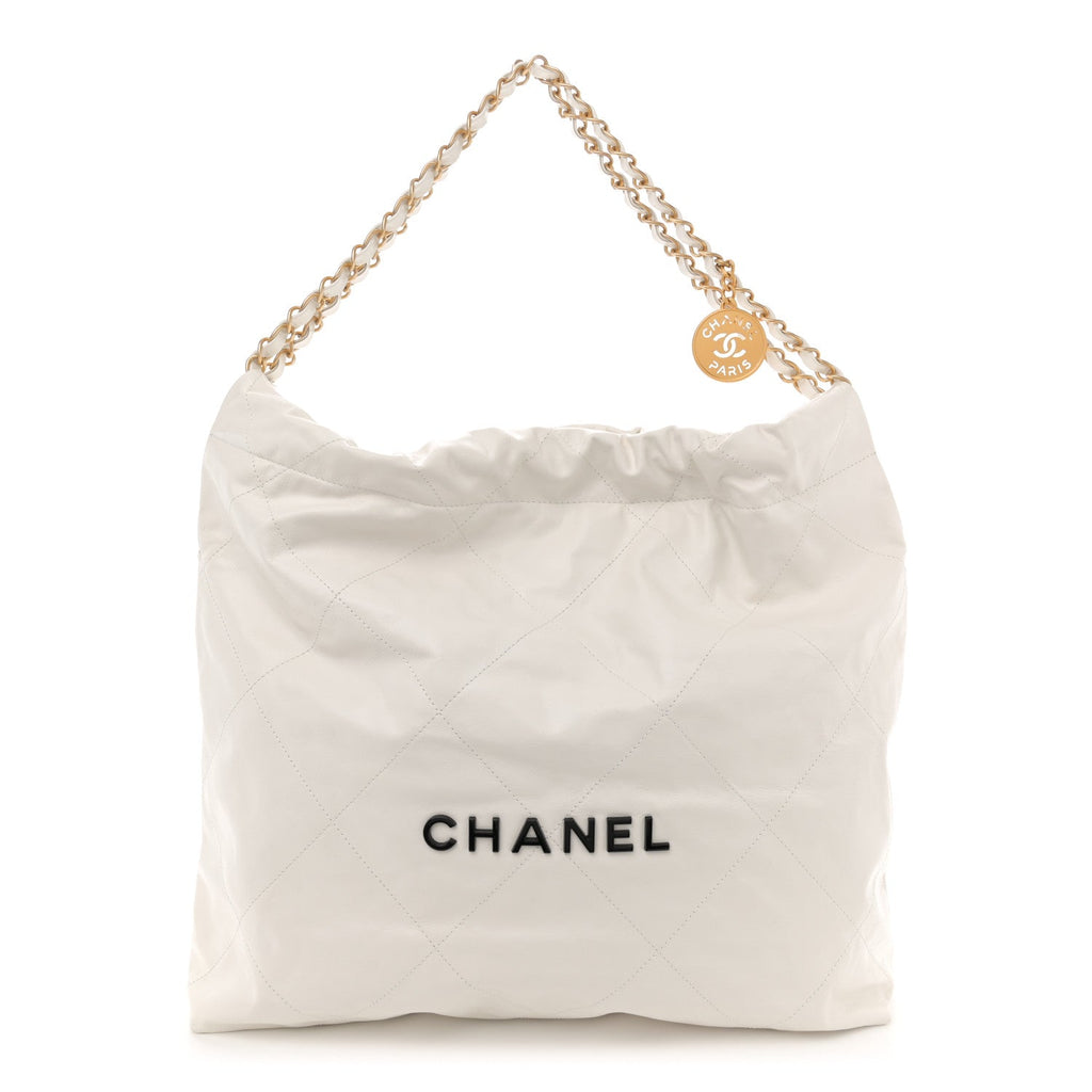 Calfskin Quilted Chanel 22 White