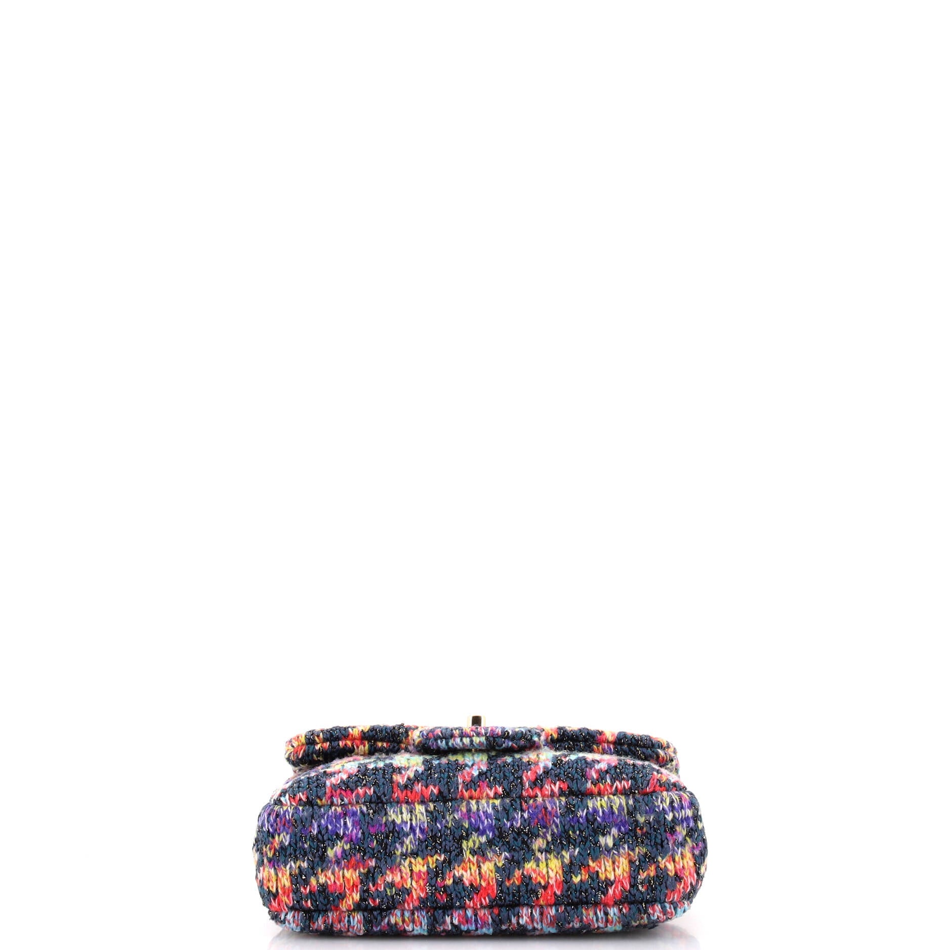 CC Chain Flap Bag Multicolor Knit Fabric Mini