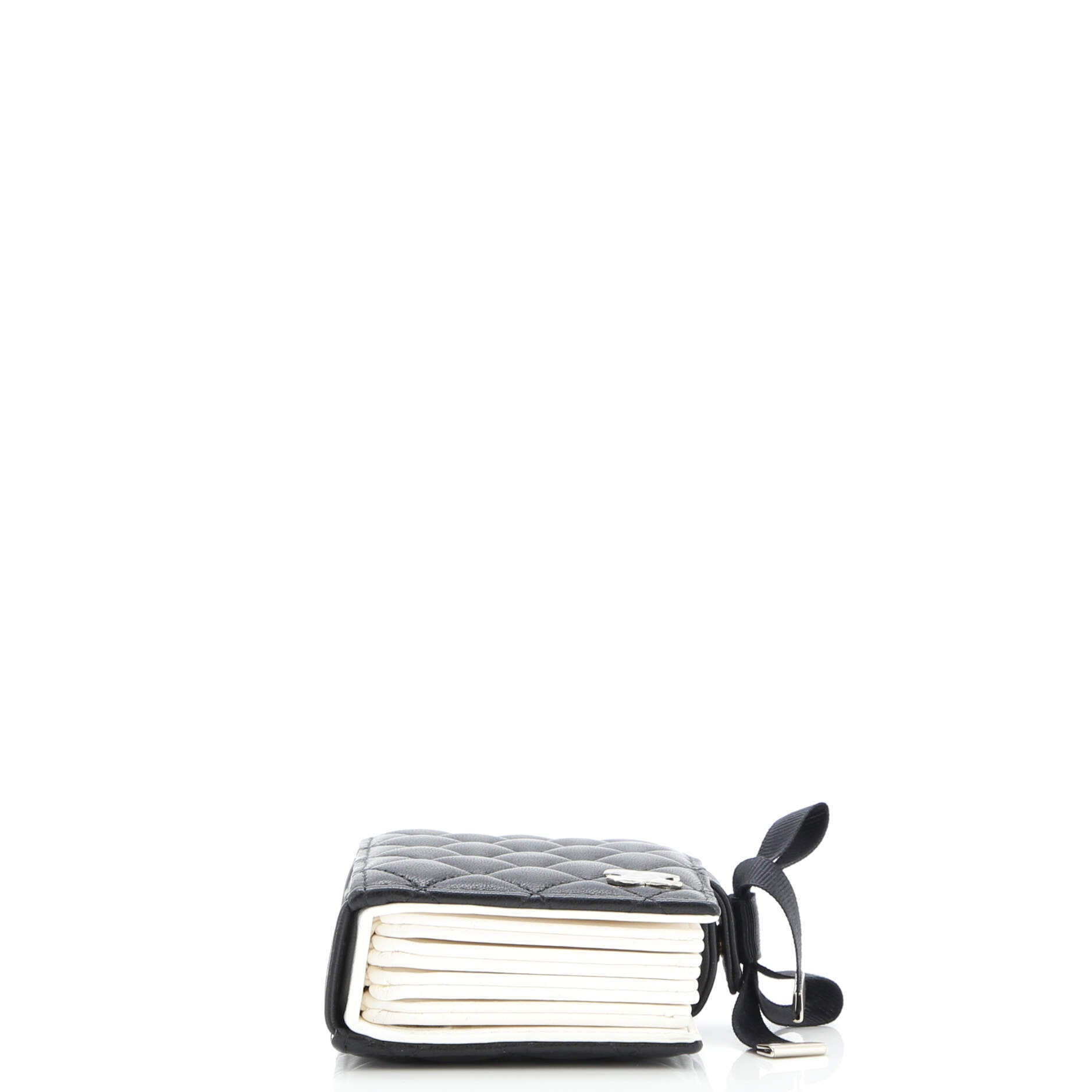 CC Book Card Holder with Chain Quilted Lambskin