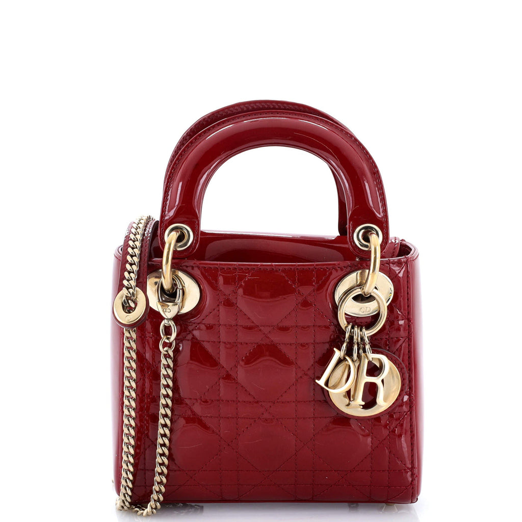 Lady Dior Chain Bag Cannage Quilt Patent Mini