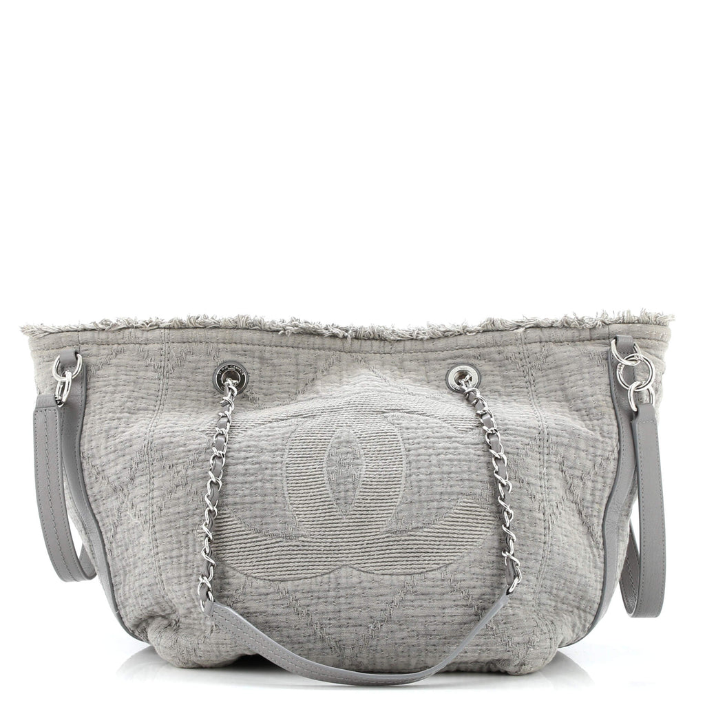 Double Face Deauville Tote Fringe Quilted Canvas Small