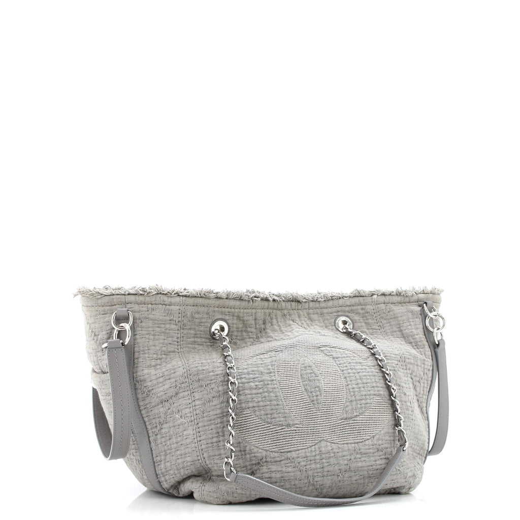 Double Face Deauville Tote Fringe Quilted Canvas Small