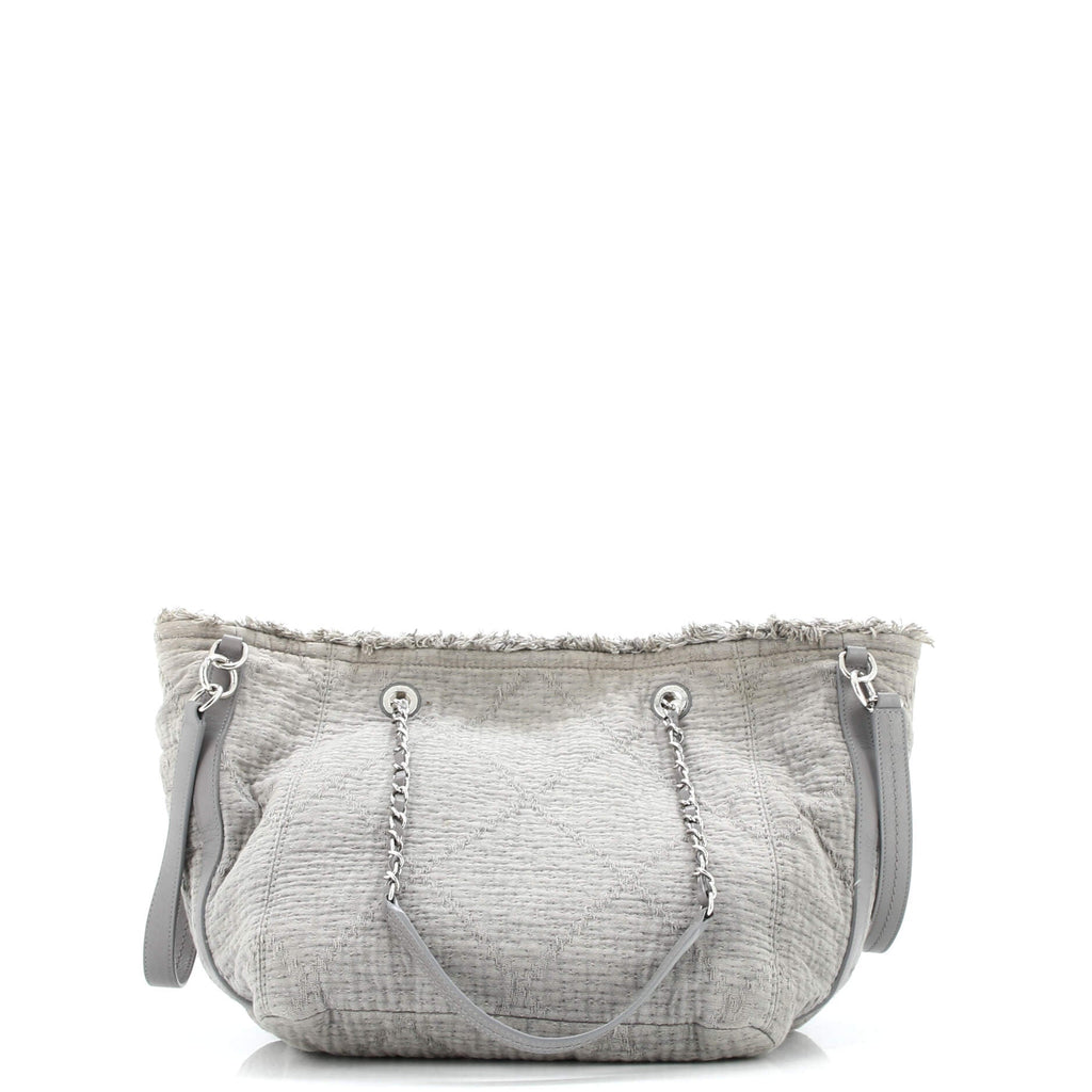 Double Face Deauville Tote Fringe Quilted Canvas Small