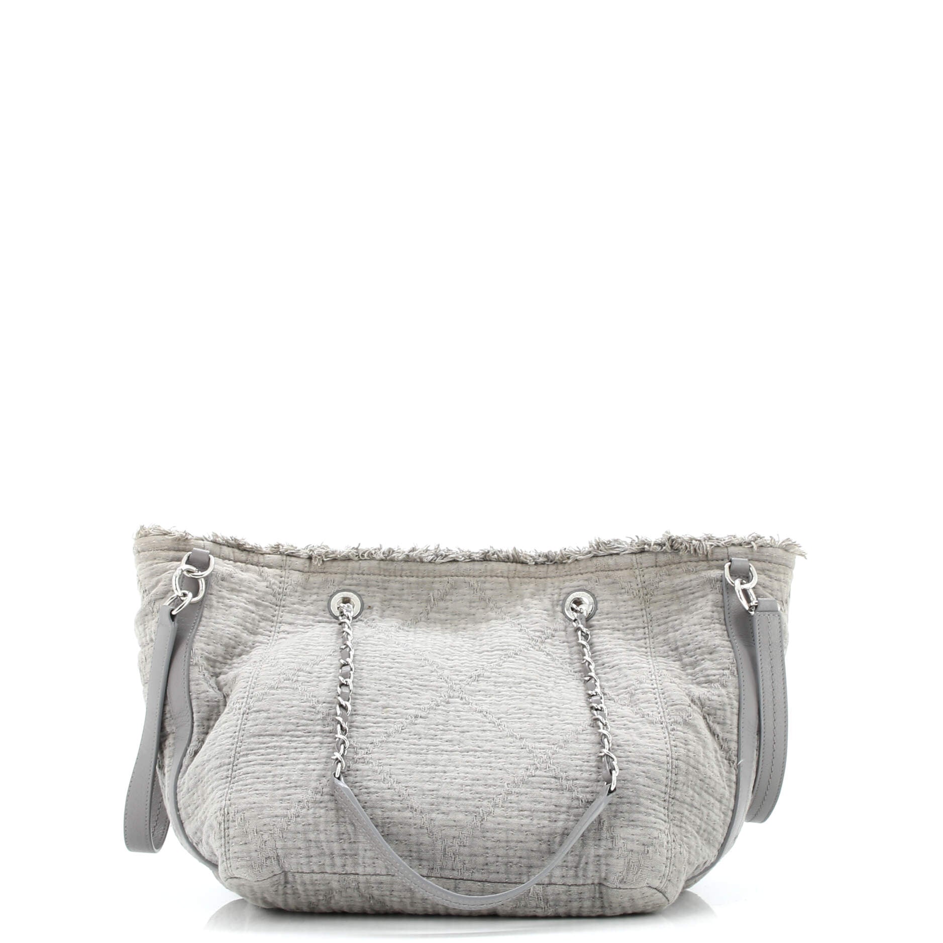 Double Face Deauville Tote Fringe Quilted Canvas Small