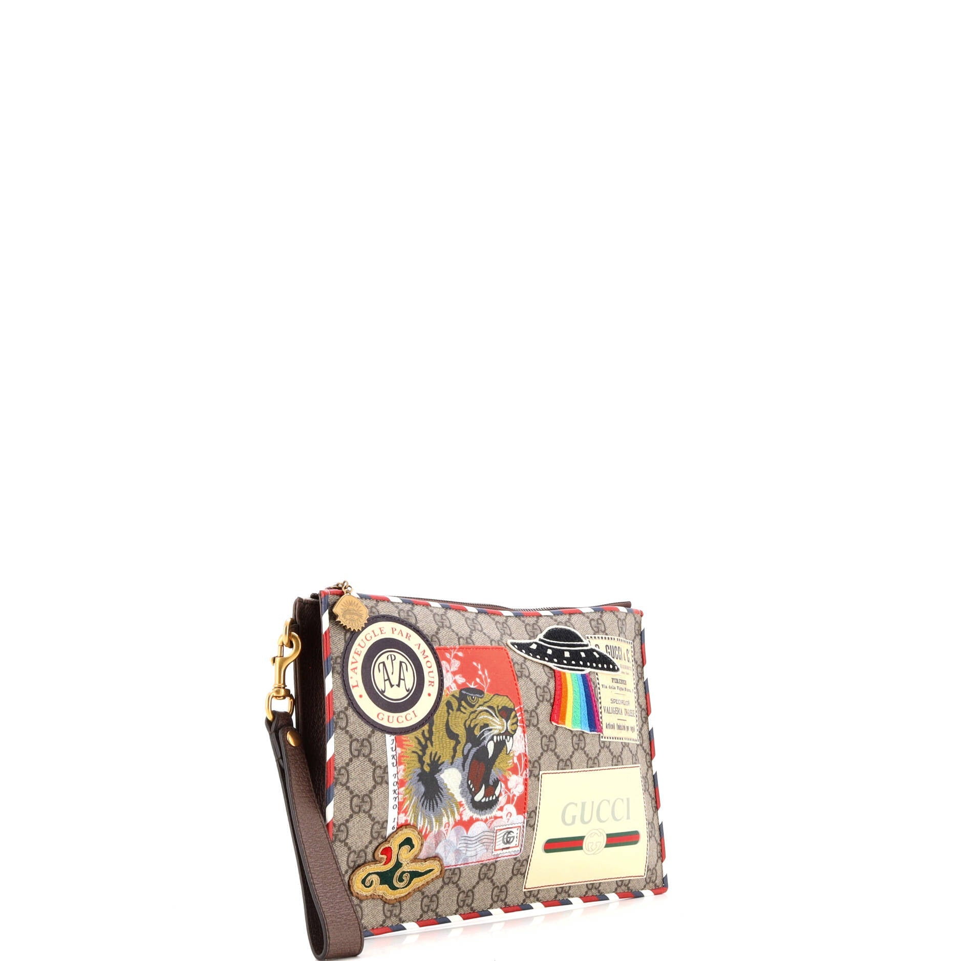 Courrier Pouch GG Coated Canvas with Applique