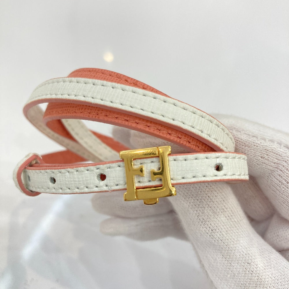 Fendi FF Logo Leather Bracelet