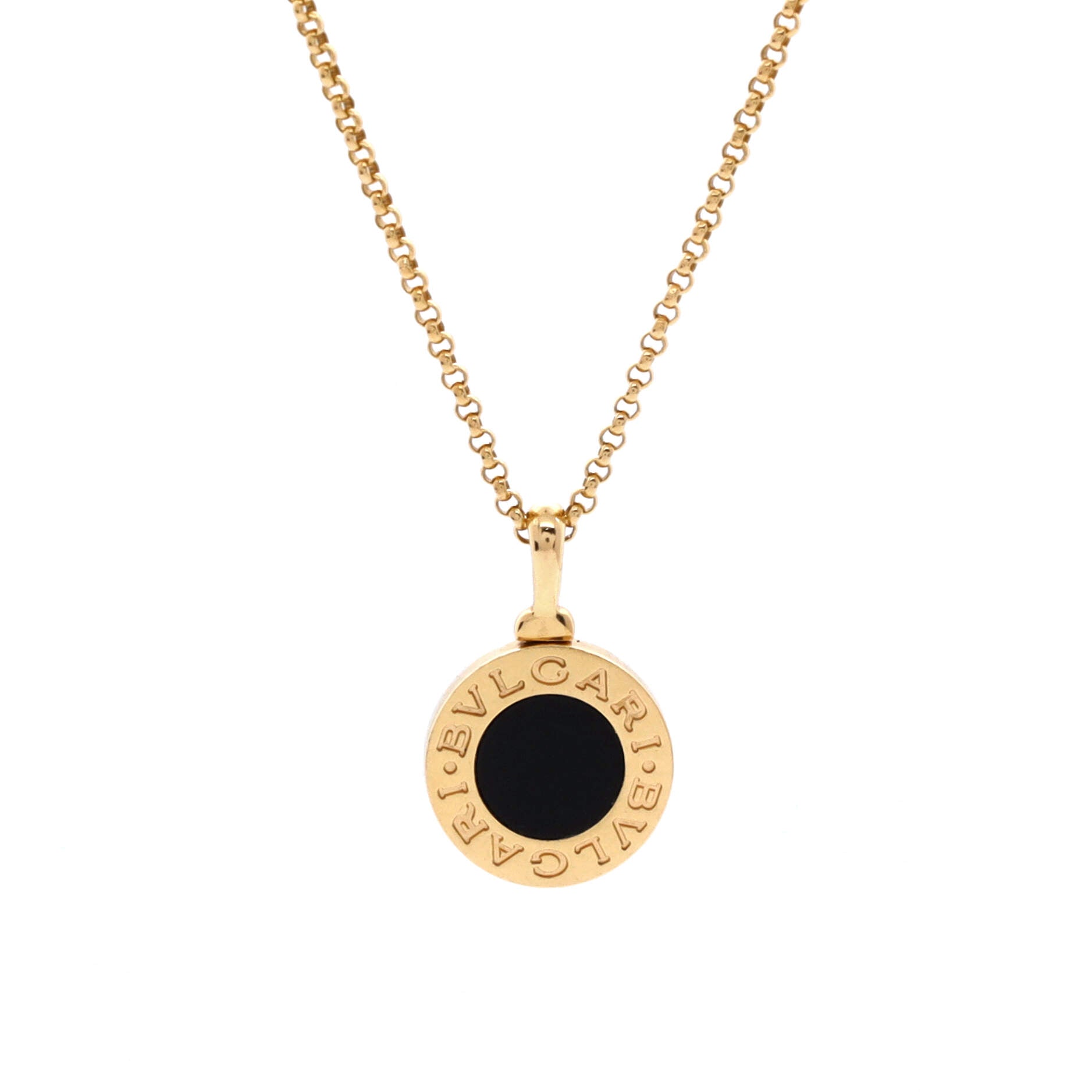 Bvlgari Bvlgari Pendant Necklace 18K Yellow Gold with Onyx