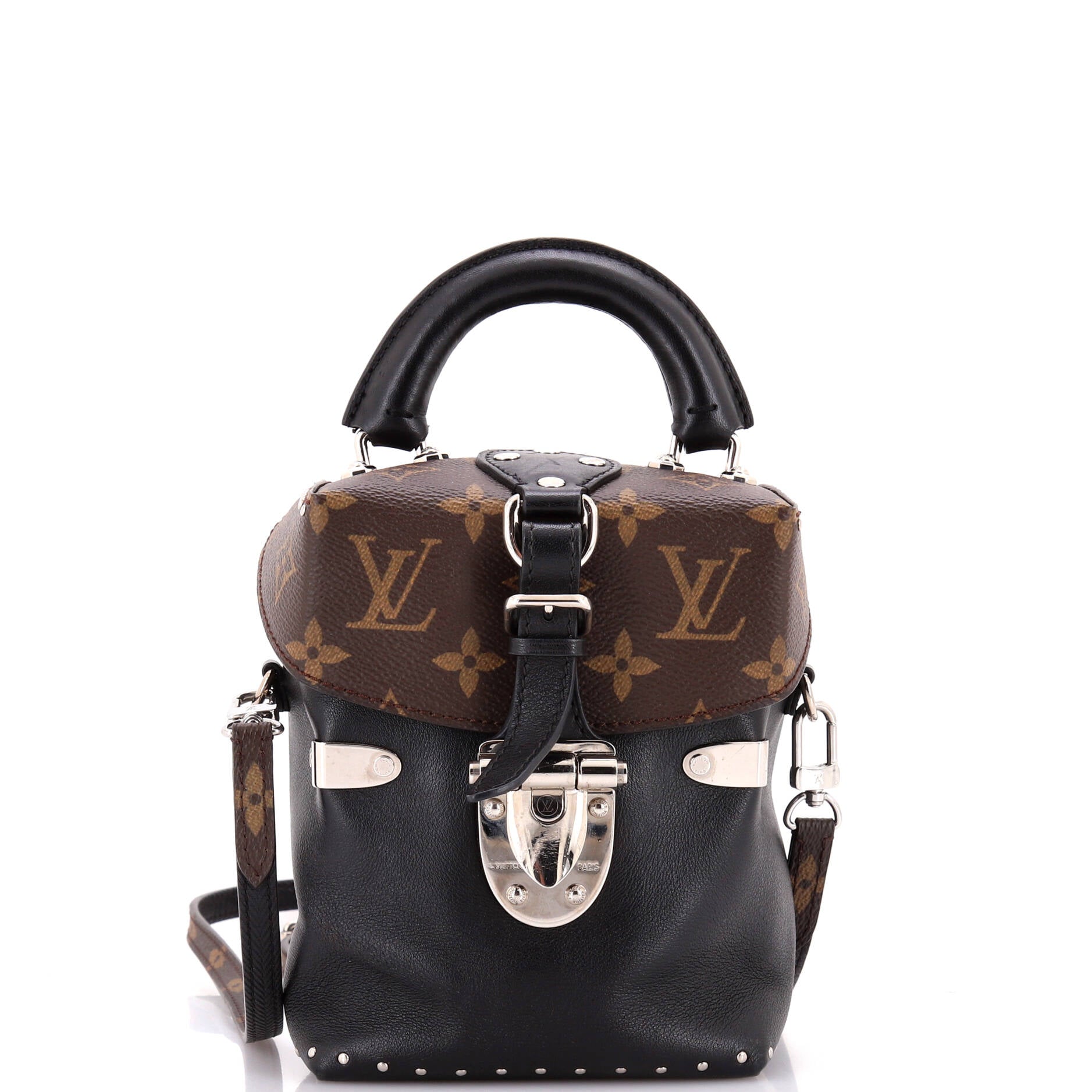 Camera Box Handbag Studded Monogram Canvas and Leather