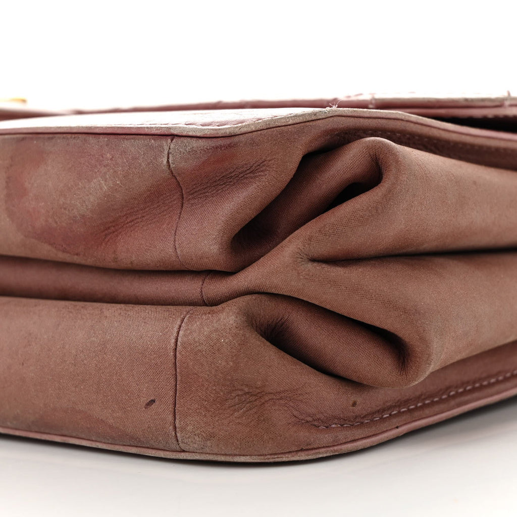 Calfskin Quilted Straight Lined Flap Purple