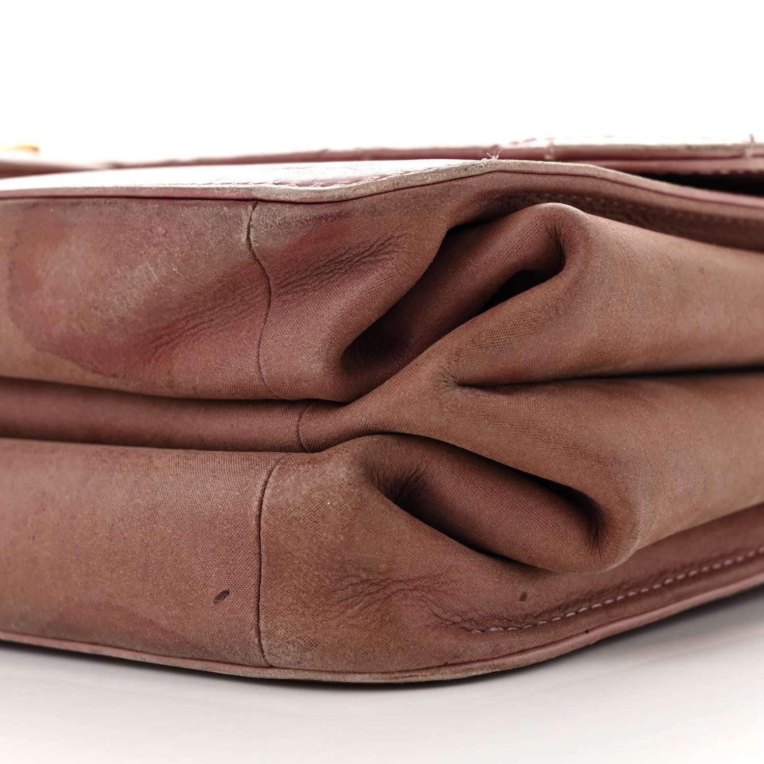 Calfskin Quilted Straight Lined Flap Purple