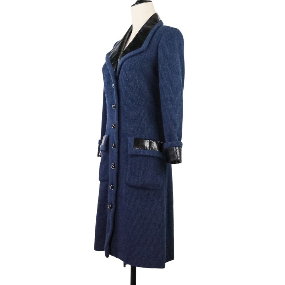 Chanel P53436 Tweed Leather Long Coat