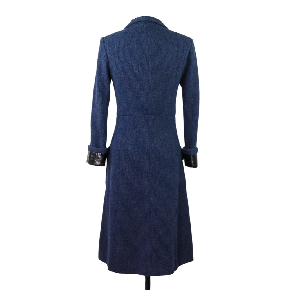 Chanel P53436 Tweed Leather Long Coat