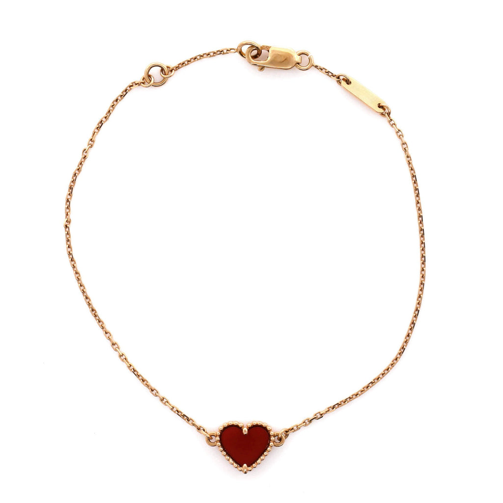 Sweet Alhambra Heart Bracelet 18K Yellow Gold and Carnelian