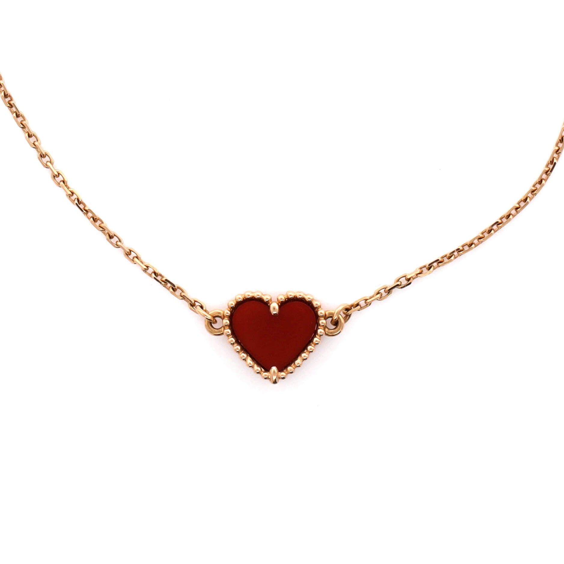 Sweet Alhambra Heart Bracelet 18K Yellow Gold and Carnelian