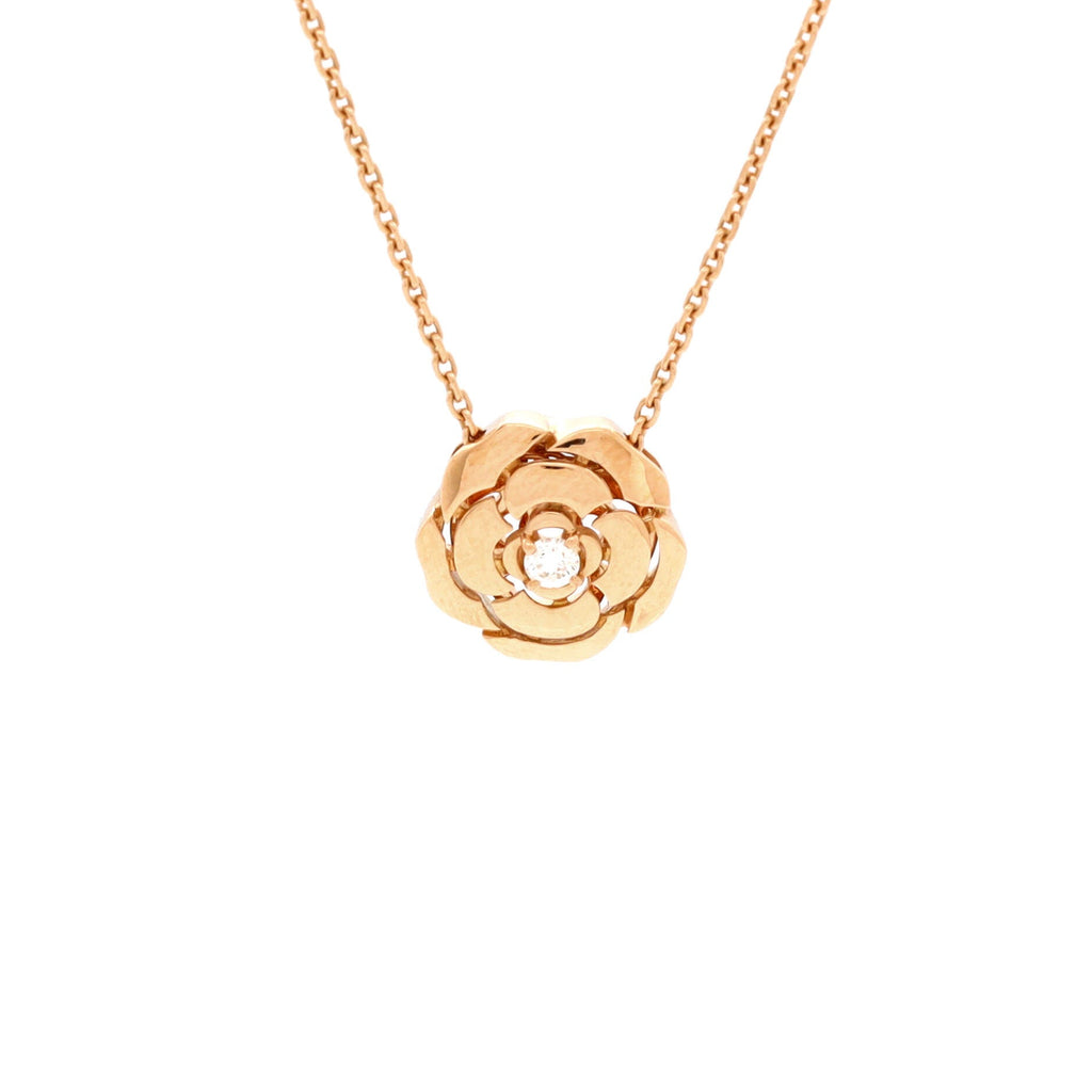 Extrait de Camellia Pendant Necklace 18K Rose Gold with Diamond