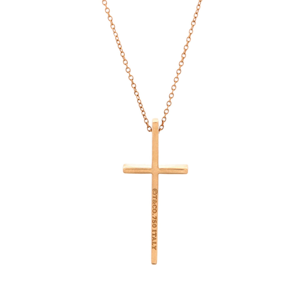 Metro Cross Pendant Necklace 18K Rose Gold