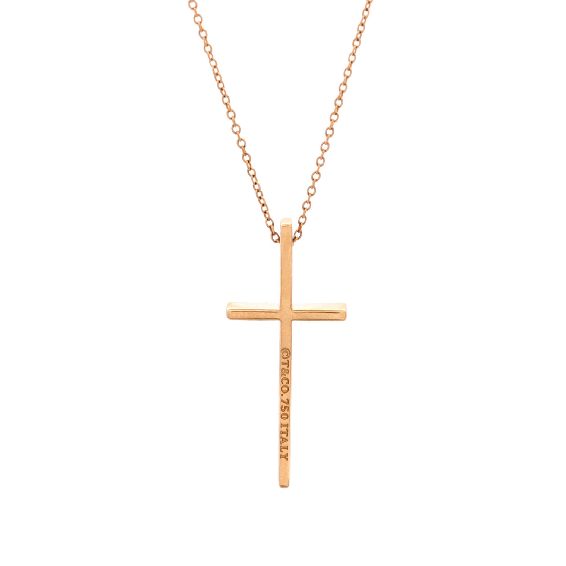 Metro Cross Pendant Necklace 18K Rose Gold